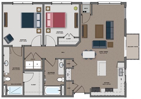 a floor plan of a house with bedrooms and a living room at The Edison at Maple Grove, Maple Grove, 55129